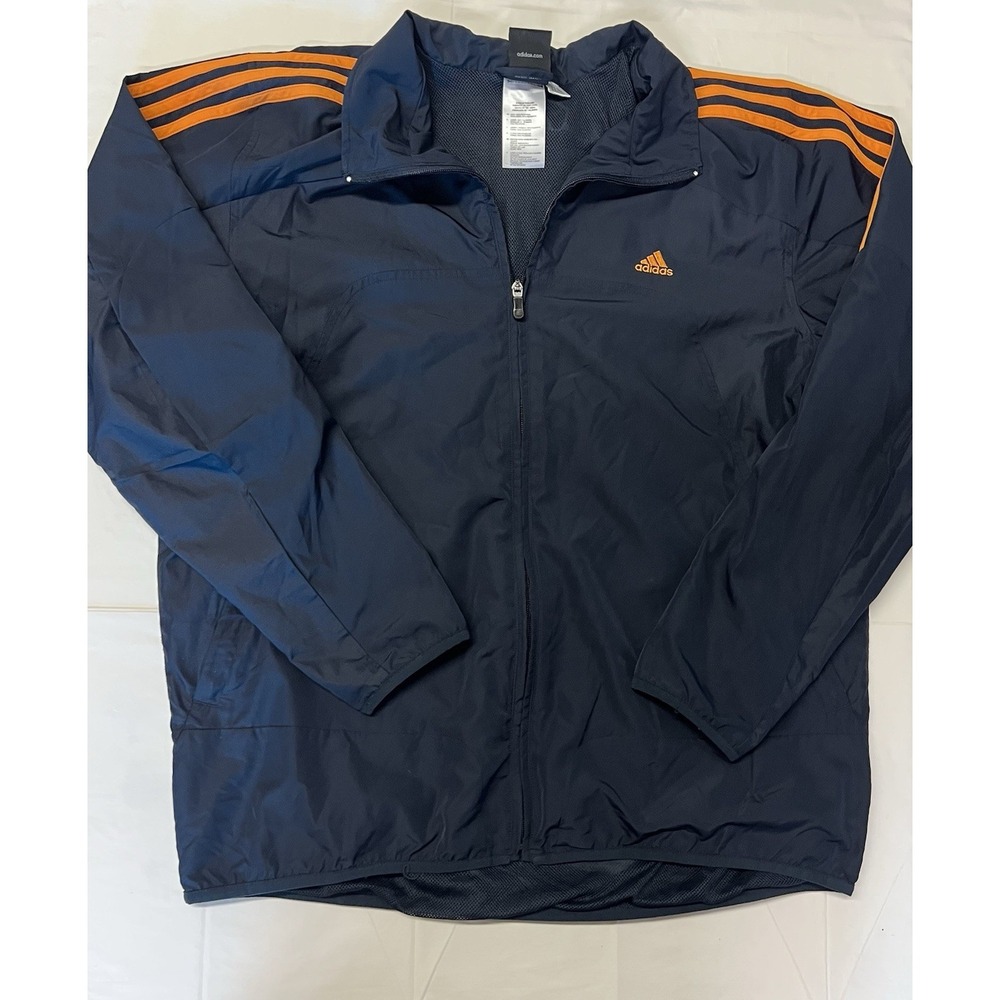 Vintage Adidas Blue Jacket Orange Stripes Mens Size L.     (268)